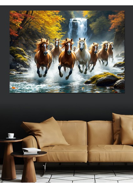 Sular Içinde Koşan Atlar Dekoratif Kanvas - Mdf Ahşap Tablo fırsatları