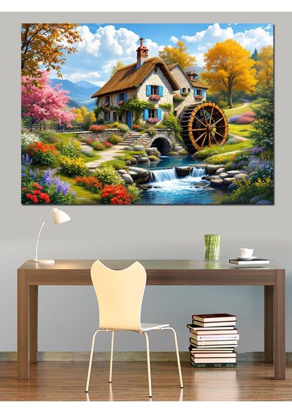Ormanda Su Değirmeni Dekoratif Kanvas - Mdf Ahşap Tablo