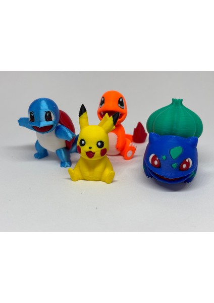 Pikachu Charmander Bulbasaur Squirtle Pokemon Figür Oyuncak 4 Lü Set