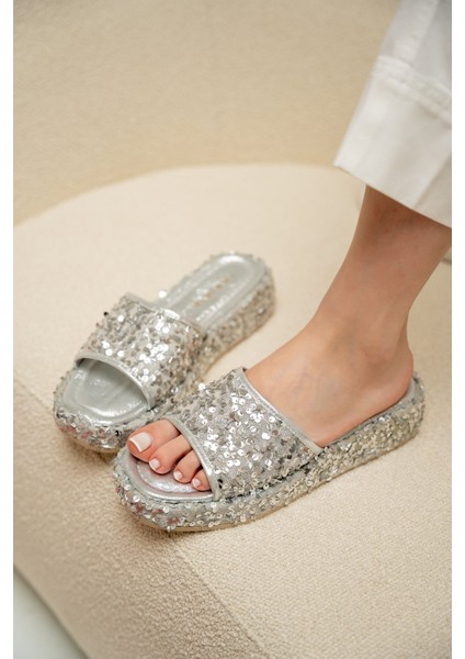 Bubble Silver Pullu Kadın Terlik