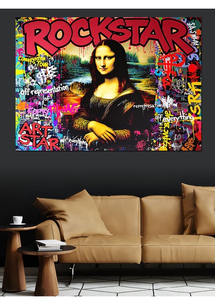 Mona Lisa Rockstar Posteri Dekoratif Kanvas - Mdf Ahşap Tablo