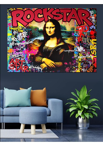 Mona Lisa Rockstar Posteri Dekoratif Kanvas - Mdf Ahşap Tablo fiyatları
