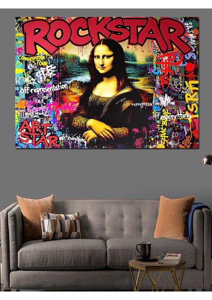 Mona Lisa Rockstar Posteri Dekoratif Kanvas - Mdf Ahşap Tablo modelleri