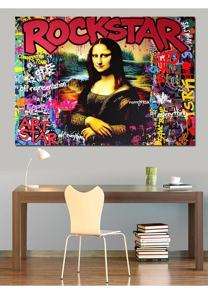 Mona Lisa Rockstar Posteri Dekoratif Kanvas - Mdf Ahşap Tablo fırsatları