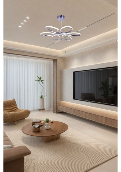 Modern Krom Papatya Model Tek Renk LED Avize