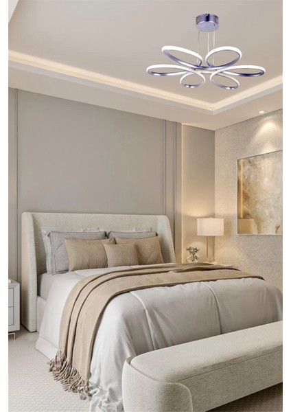Modern Krom Papatya Model Tek Renk LED Avize