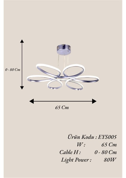 Modern Krom Papatya Model Tek Renk LED Avize
