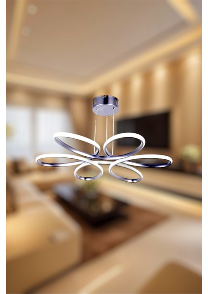 Modern Krom Papatya Model 3 Renk (Beyaz & Sarı & Günışığı) LED Avize