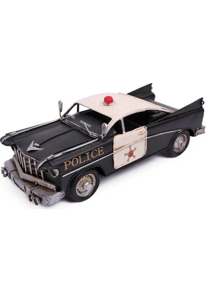 Vintage Tasarım Dekoratif Metal Polis Arabası