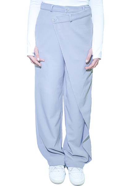 x Nurbeli Kadın Asimetrik Tasarımlı Düğme Kapama Palazzo Pantolon fırsatları