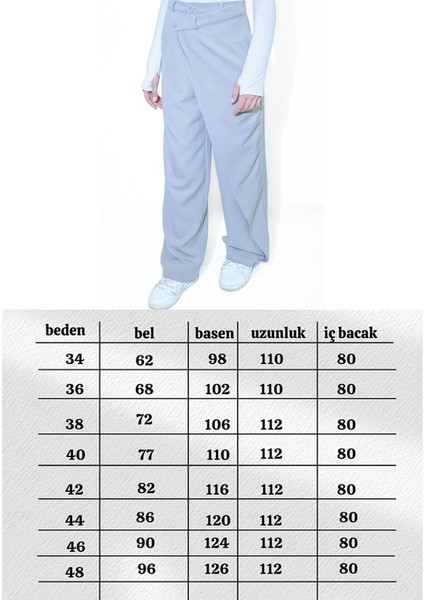 x Nurbeli Kadın Asimetrik Tasarımlı Düğme Kapama Palazzo Pantolon indirimleri