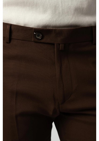 Italyan Kesim Kahverengi Kumaş Pantolon modelleri