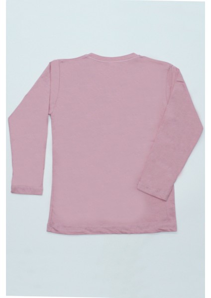 Kız Çocuk Uzun Kollu Tshirt Pullu Harf Baskılı Bisiklet Yaka E9 modelleri