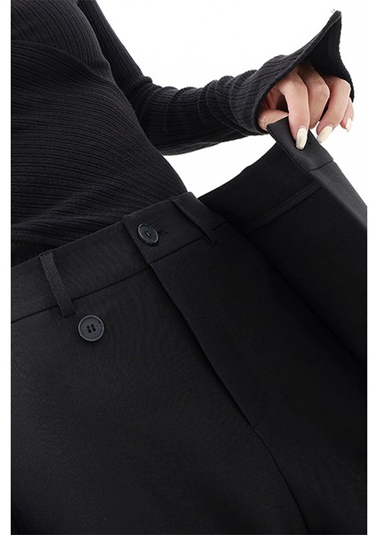 x Nurbeli Kadın Asimetrik Tasarımlı Düğme Kapama Palazzo Pantolon fiyatları