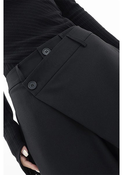 x Nurbeli Kadın Asimetrik Tasarımlı Düğme Kapama Palazzo Pantolon modelleri