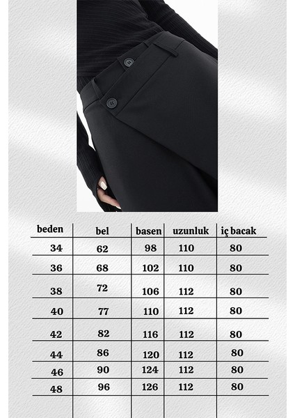 x Nurbeli Kadın Asimetrik Tasarımlı Düğme Kapama Palazzo Pantolon fırsatları