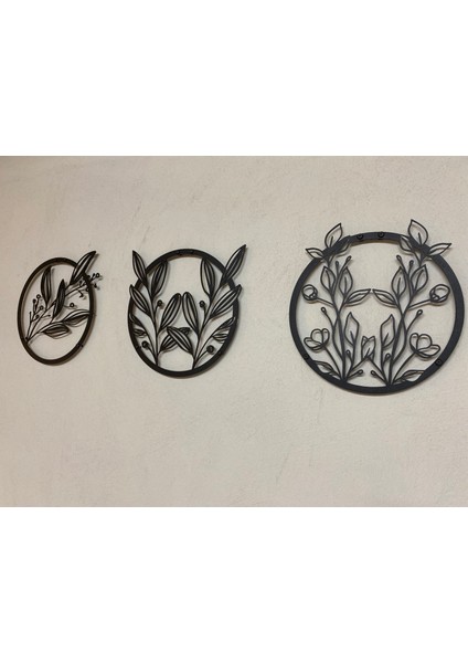 3'lü Yaprak Desenli Metal Tablo , Siyah fırsatları
