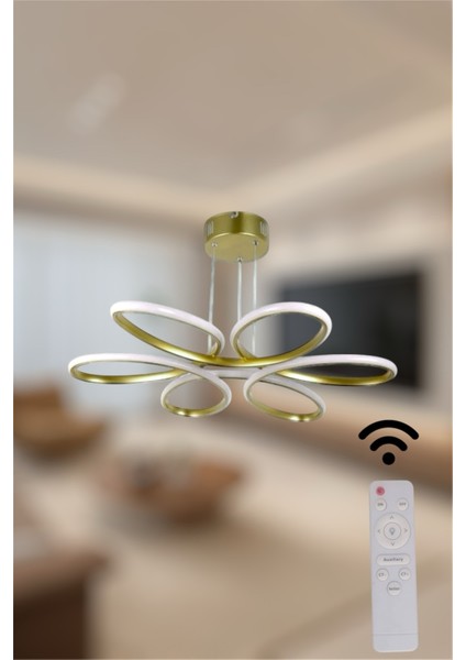 Modern Eskitme Papatya Model Kumandalı 3 Renk (Beyaz / Sarı / Günışığı) LED Avize