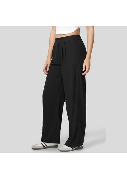 x Nurbeli Siyah Kadın Bel Lastikli Palazzo Pantolon modelleri