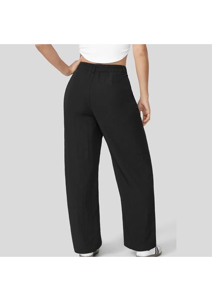 x Nurbeli Siyah Kadın Bel Lastikli Palazzo Pantolon