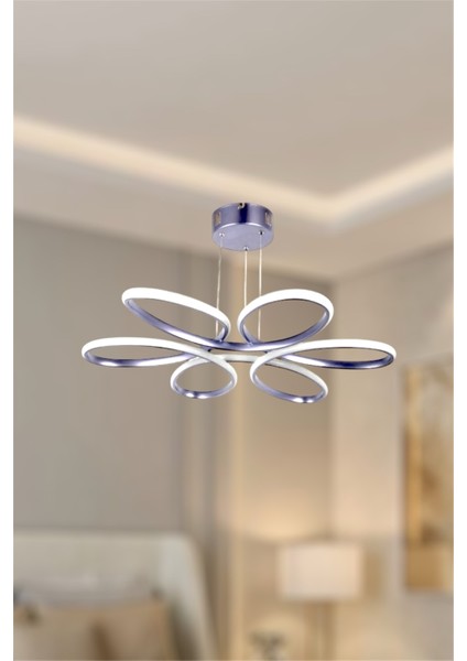Modern Krom Papatya Model Tek Renk LED Avize