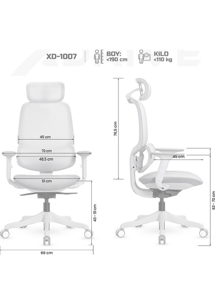 Xd-1007-Fileli Başlıklı Çalışma Koltuğu Gri