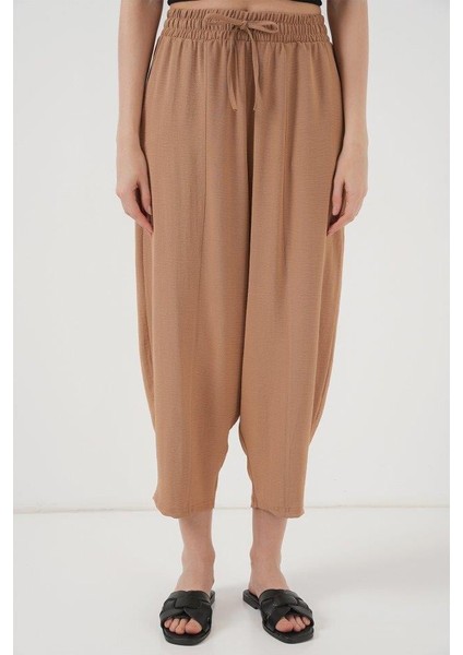 6591 Dokuma Şalvar Pantolon - Camel