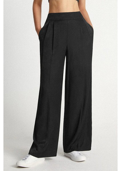 x Nurbeli Siyah Kadın Gizli Fermuarlı Palazzo Pantolon fiyatları