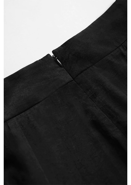 x Nurbeli Siyah Kadın Gizli Fermuarlı Palazzo Pantolon fırsatları