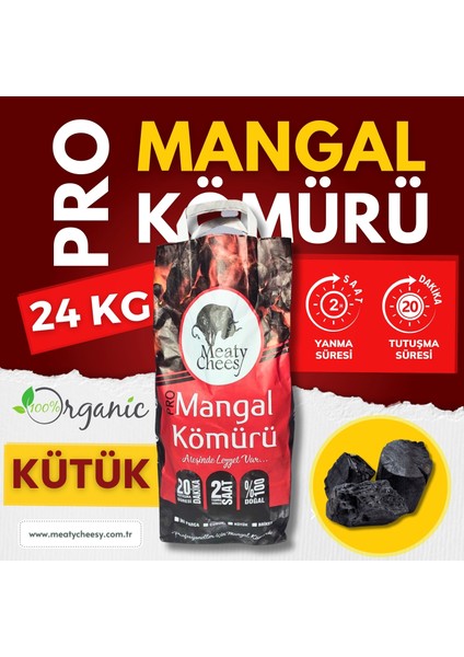 Meaty&cheesy Ultra Bio Karbon Mangal & Barbekü Kömürü (Kütük) - 24 kg