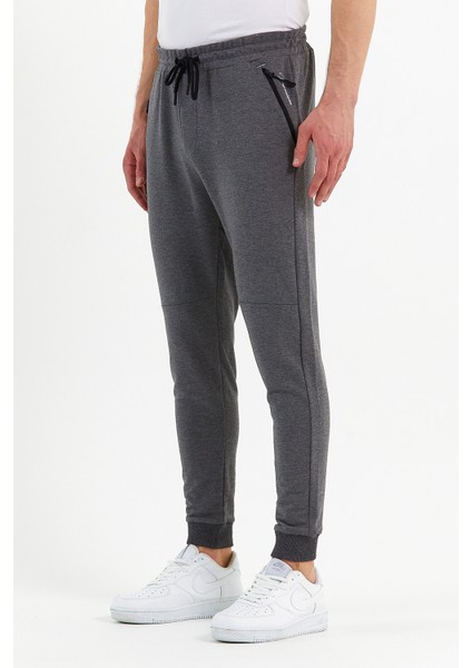 Erkek Antrasit Slim Fit Jogger Cep Nakış Fermuar Detaylı Eşofman Altı fiyatları
