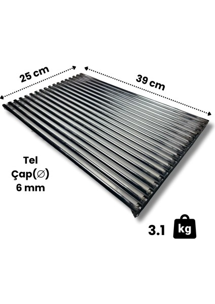 Profesyonel Barbekü Mangal Tel Izgarası 25X39 cm (⌀) 6 mm