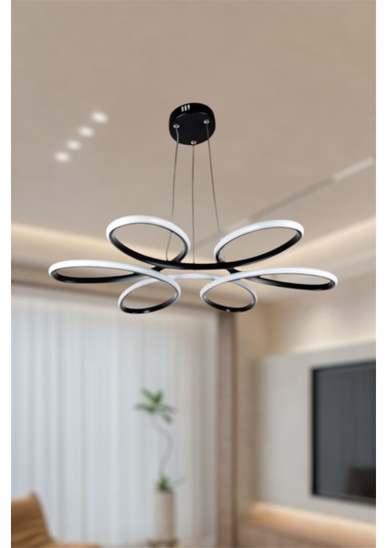 Modern Siyah Papatya Model 3 Renk (Beyaz & Sarı & Günışığı) Lüks LED Avize