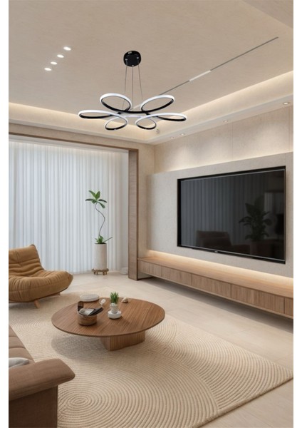 Modern Siyah Papatya Model 3 Renk (Beyaz & Sarı & Günışığı) Lüks LED Avize fiyatları