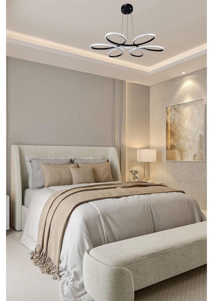 Modern Siyah Papatya Model 3 Renk (Beyaz & Sarı & Günışığı) Lüks LED Avize modelleri