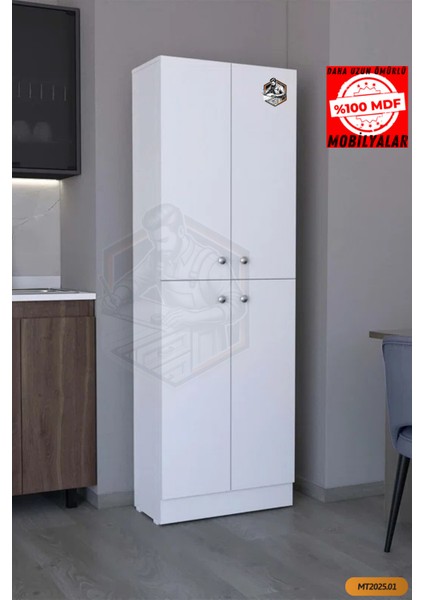 Tamamı Mdf 4 Kapaklı Bol Raflı Çok Amaçlı Kiler Dolabı