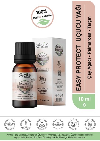 Easy Protect Set (Aromaterapi Difüzörü+ Easy Protect Uçucu Yağ Karışımı 10 ml Çay Ağacı + Palmarosa + Tarçın)
