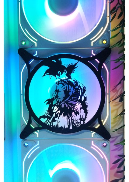 Son Goku 120X120 mm Siyah Çerçeveli Pc Aksesuarı Masaüstü Bilgisayar Ikili Fan Kapağı