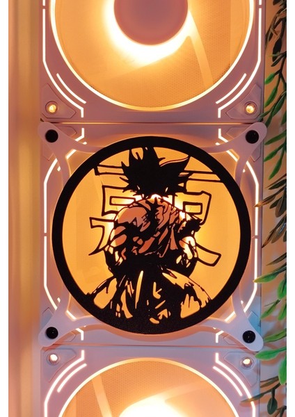 Son Goku 120X120 mm Siyah Çerçeveli Oyun Pc Aksesuarı, Masaüstü Bilgisayar Fan Kapağı