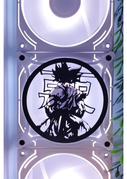 Son Goku 120X120 mm Siyah Çerçeveli Oyun Pc Aksesuarı, Masaüstü Bilgisayar Fan Kapağı