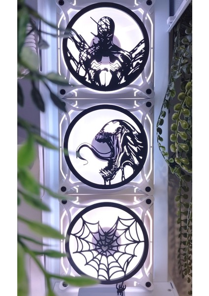 Spiderman-Venom 120X120 mm Beyaz Çerçeveli Pc Masaüstü Bilgisayar Üçlü Fan Kapağı fiyatları