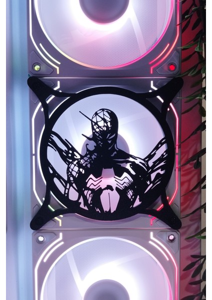 Spiderman 120X120 mm Siyah Çerçeveli Oyun Pc Aksesuarı, Masaüstü Bilgisayar Fan Kapağı