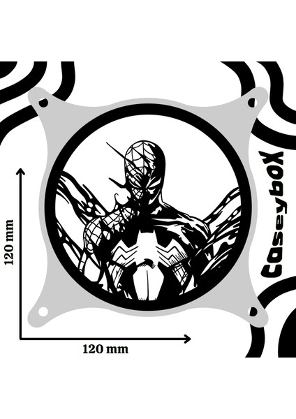 Spiderman 120X120 mm Siyah Çerçeveli Oyun Pc Aksesuarı, Masaüstü Bilgisayar Fan Kapağı