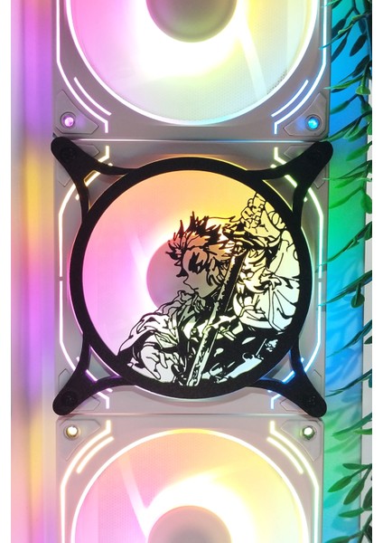 Rengoku 120X120 mm Siyah Çerçeveli Oyun Pc Aksesuarı, Masaüstü Bilgisayar Fan Kapağı
