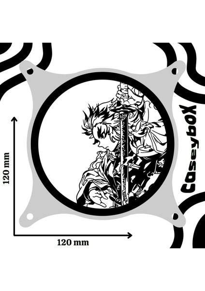 Rengoku 120X120 mm Siyah Çerçeveli Oyun Pc Aksesuarı, Masaüstü Bilgisayar Fan Kapağı