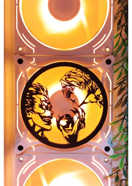 Death Note 120X120 mm Beyaz Çerçeveli Oyun Pc Aksesuarı, Masaüstü Bilgisayar Fan Kapağı