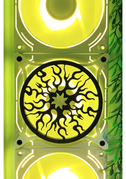 Güneş 120X120 mm Beyaz Çerçeveli Oyun Pc Aksesuarı, Masaüstü Bilgisayar Fan Kapağı