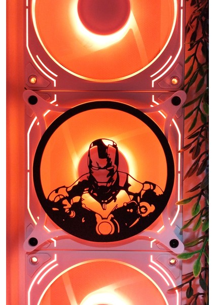 Ironman 120X120 mm Beyaz Çerçeveli Oyun Pc Aksesuarı, Masaüstü Bilgisayar Fan Kapağı
