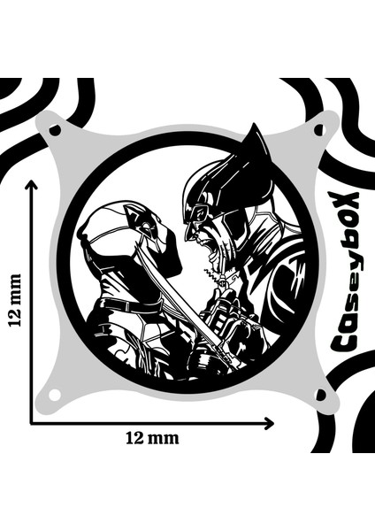 Deadpool & Wolverine 120X120 mm Siyah Çerçeveli Oyun Pc Masaüstü Bilgisayar Fan Kapağı