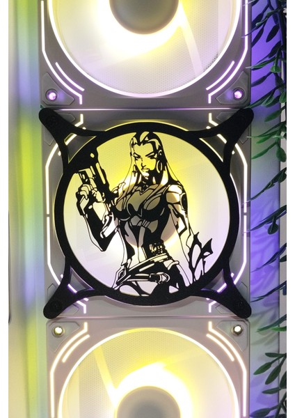 Valorant Reyna 120X120 mm Siyah Çerçeveli Oyun Pc Aksesuarı, Masaüstü Bilgisayar Fan Kapağı